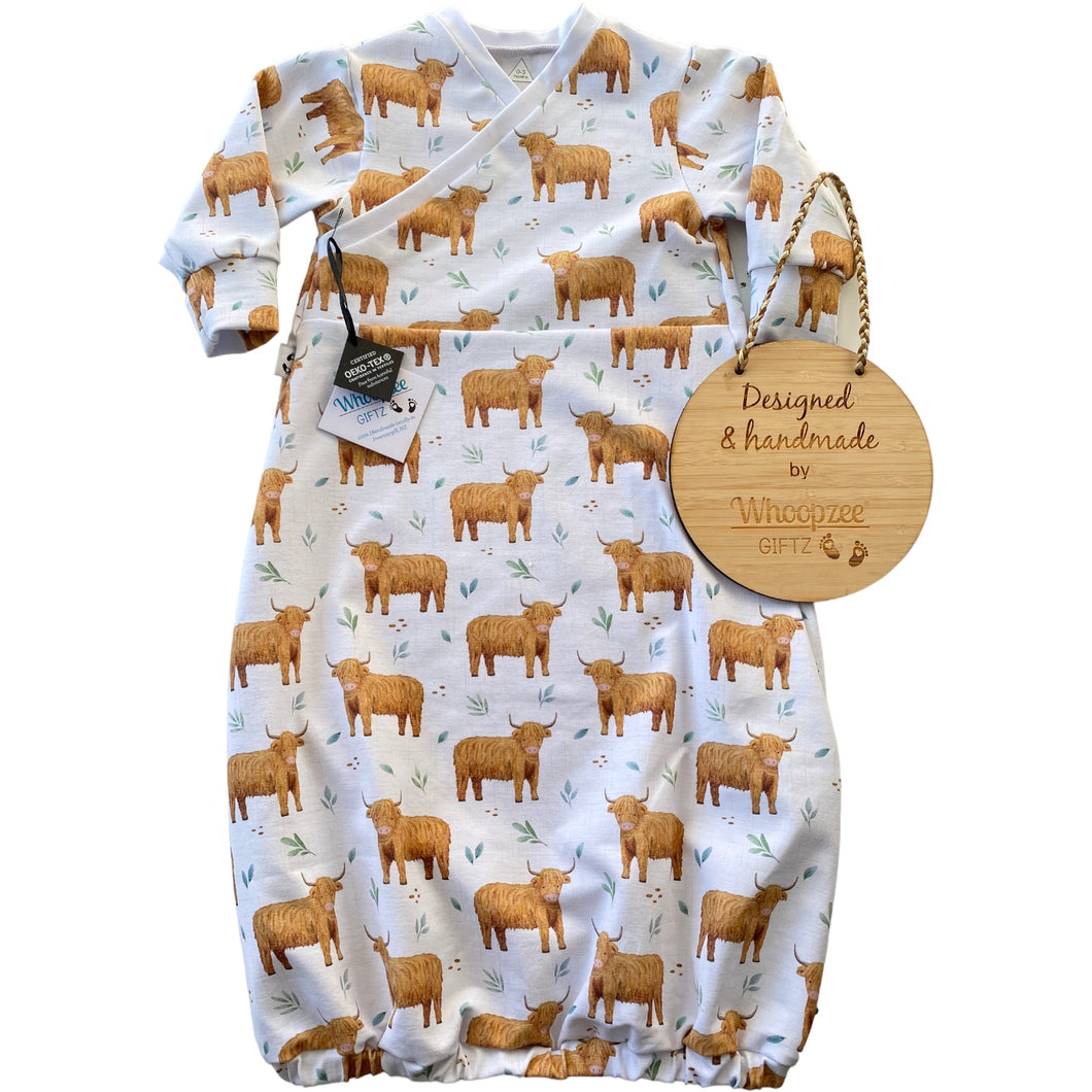 Sleep Gown - White Highland Cows