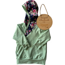 Load image into Gallery viewer, Hoodie- mint with amber floral size 12-18m only