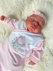 Sleep Gown - Organic baby girl elephant