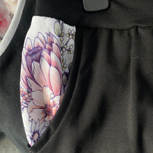 Load image into Gallery viewer, Skirt - Black Kasey and rose gold Floral or size 9-10yr in protea floral
